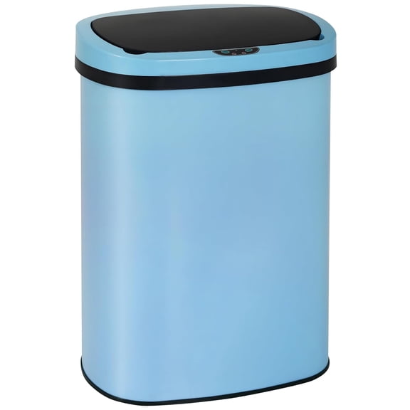 13 Gallon 50 Liter Kitchen Trash Can with Touch-Free & Motion Sensor, Automatic Stainless-Steel Garbage Can, Anti-Fingerprint Mute Designed Trash Bin-Blue