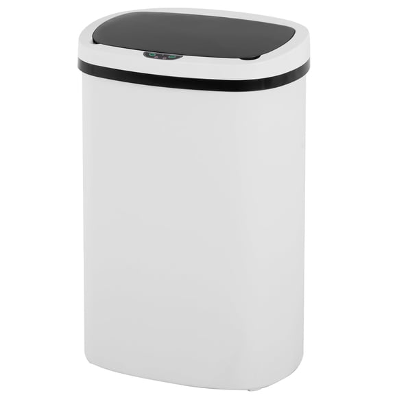 13 Gallon 50 Liter Motion-Sensor Kitchen Trash Can with Quiet-Close Lid, Rectangular White Plastic Design