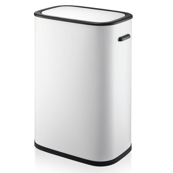 13 Gallon / 50 Liter Motion Sensor Trash Can, Smart Trash Can with Lid, Rectangular Automatic Garbage Can with Handle, Touchless Trash Bin for Kitchen Office Living Room Bathroom, White