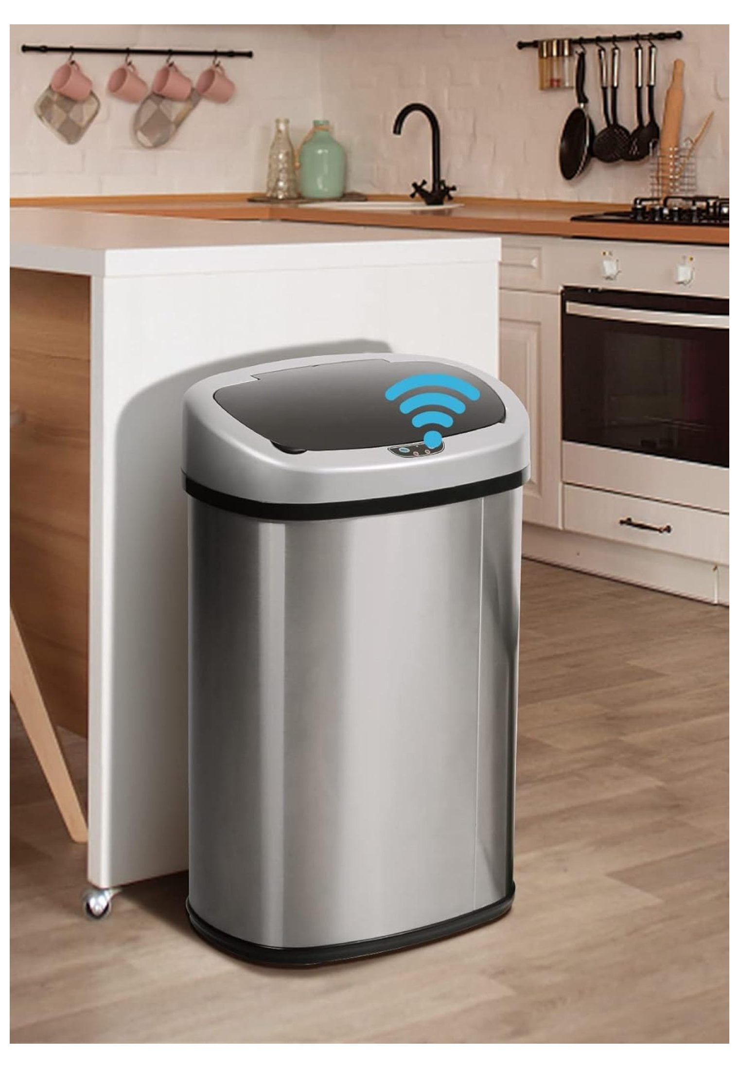 13 Gallon 50 Liter Trash Can with Lid Stainless Steel Kitchen Trash Can