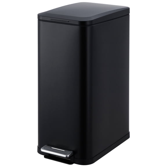 13 Gallon/50L Slim Trash Can, Stainless Steel Garbage Can with Quiet Soft-Close Lid & Removable Inner Bucket, Narrow Rectangular Recycling Bin for Kitchen Bathroom, Space-Saving