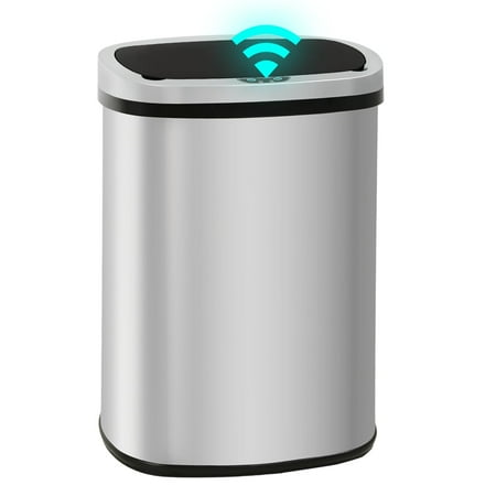 13 Gallon Automatic Kitchen Trash Can, Touchless Stainless Steel Garbage Can with Lid for Kitchen & Office Waste Bin 50L
