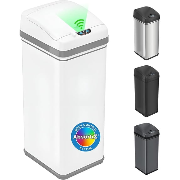 13 Gallon Automatic Sensor Trash Can with AbsorbX Odor Filter ...