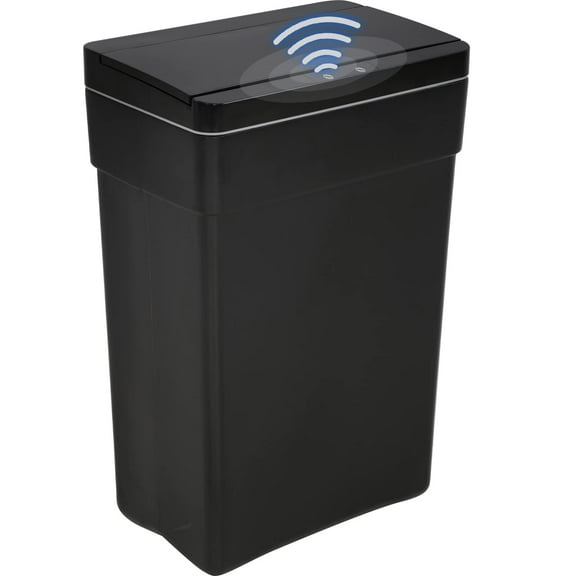 13 Gallon Automatic Trash Can High Capacity Plastic Garbage Can Trash Bin with Lid for Kitchen Living Room Office Bathroom, 50L Motion Sensor Automatic Trash Can, Black