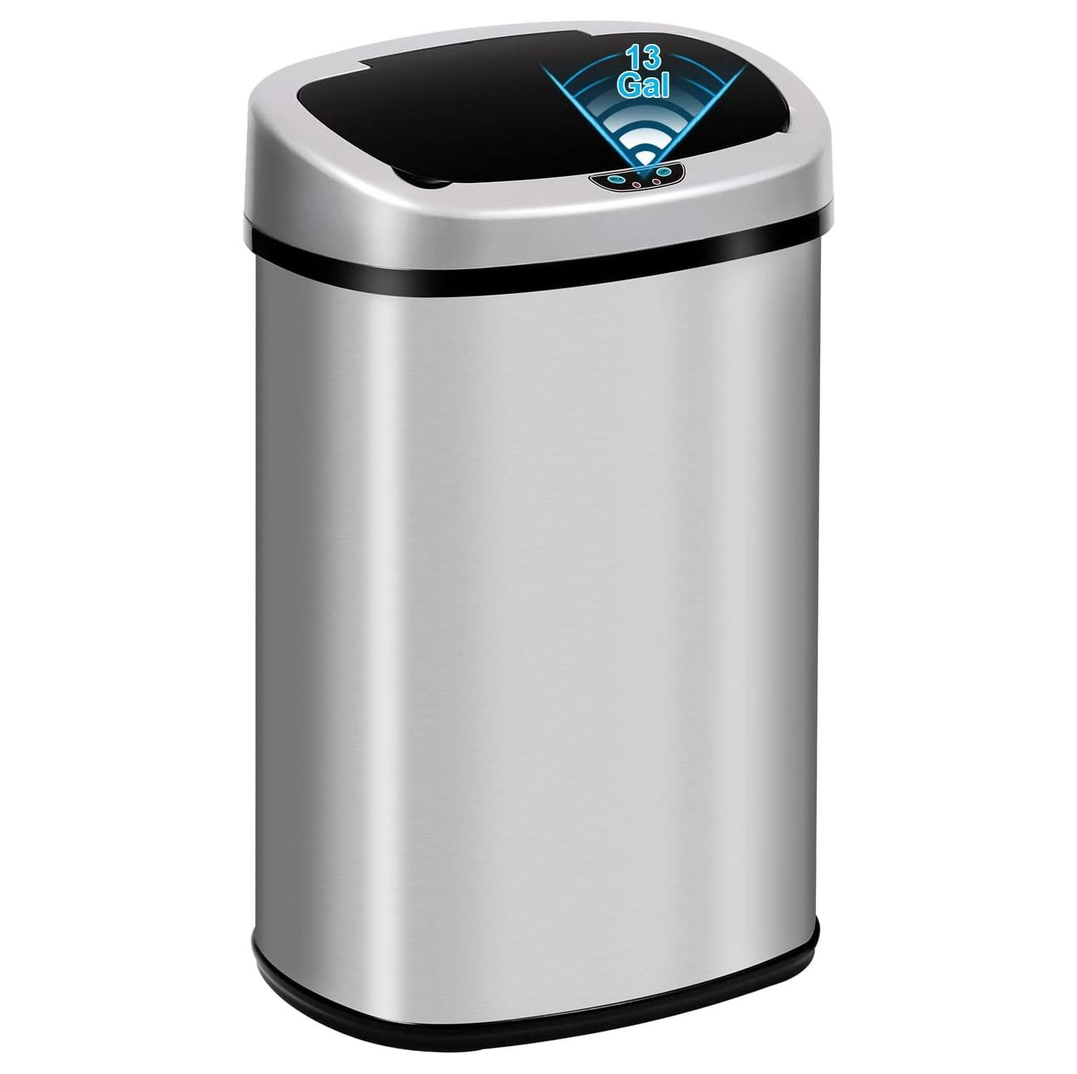 13 Gallon Automatic Trash Can with Lid, Touch Free Stainless Steel