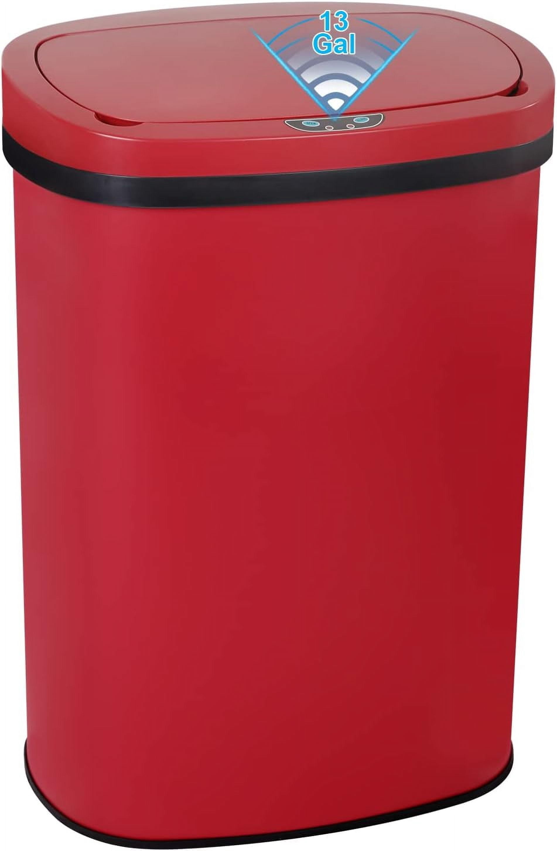 13 Gallon Automatic Trash Can with Lid, Touch Free Stainless Steel ...