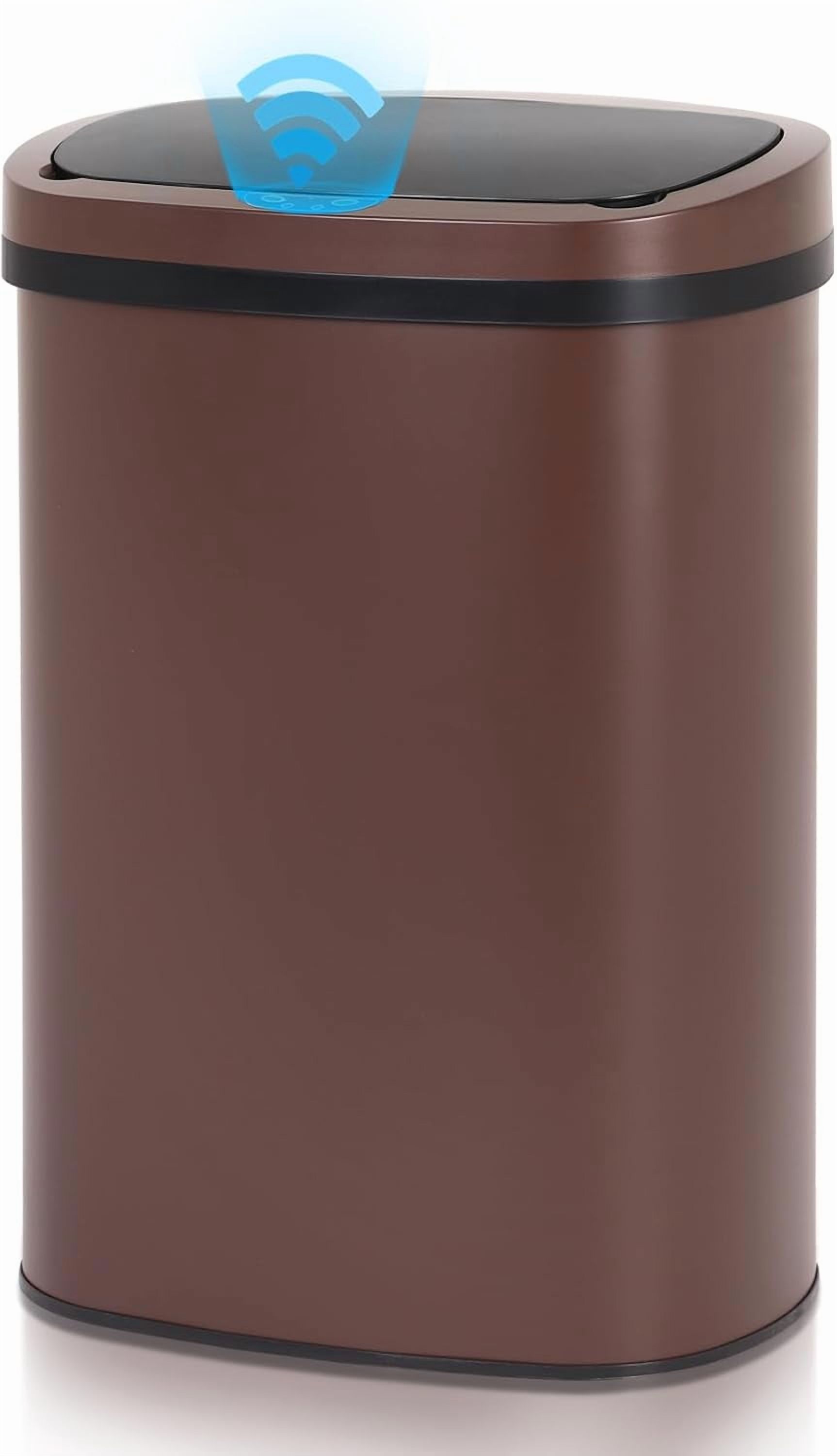 13 Gallon Automatic Trash Can with Lid, Touch Free Stainless Steel ...