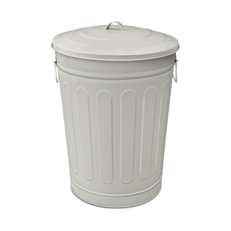 6-Gallon Galvanized Steel Round Fire Resistant Trash Can with Lid 6-Gallon Galvanized Steel Round Fire Resistant Trash Can with Lid