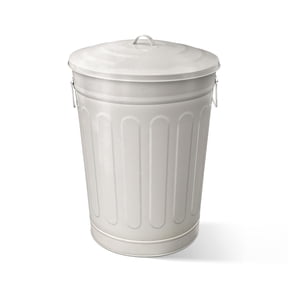 13-Gallon Beige Galvanized Steel Round Fire Resistant Trash Can with Lid