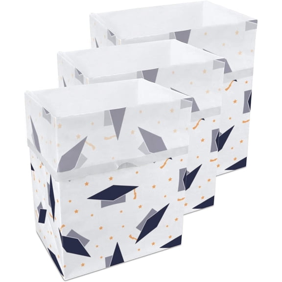 13 Gallon Disposable Pop-Up Trash Cans (3-Pack) with Fitted Bags  Foldable Garbage & Recycling Bins for Parties, Events & Kitchen (Graduation, 17" H x 13.5" W x 10" D)