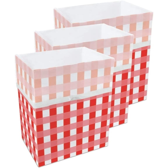 13 Gallon Disposable Pop-Up Trash Cans (3-Pack) with Fitted Bags Foldable Garbage & Recycling Bins for Parties Events Kitchen (Picnic 17" H x 13.5" W 10" D)