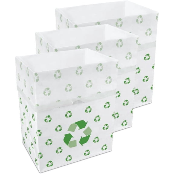 13 Gallon Disposable Pop-Up Trash Cans (3-Pack) with Fitted Bags Foldable Garbage & Recycling Bins for Parties, Events & Kitchen (Recycle, 17" H x 13.5" W x 10" D)