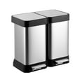 13 Gallon Dual Trash and Recycling Bin, Fingerprint Proof Stainless
