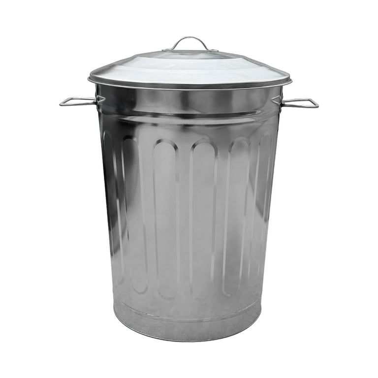 13-Gallon Gray Galvanized Steel Round Trash Can with Lid 13-Gallon Gray Galvanized Steel Round Trash Can with Lid