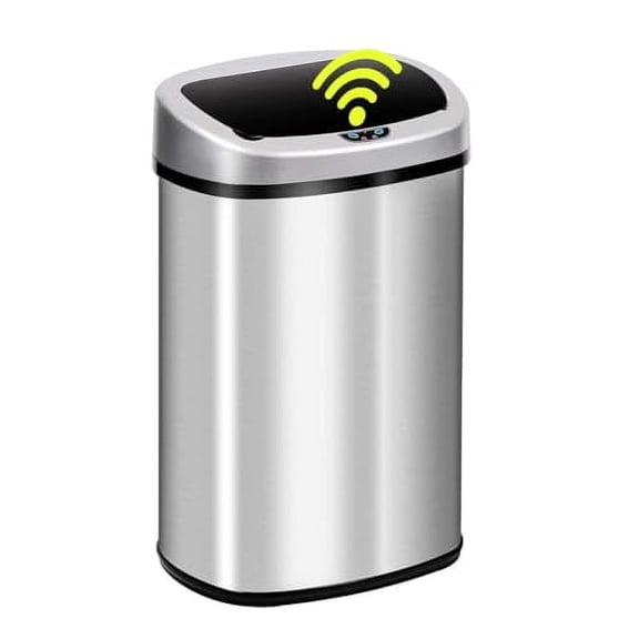 13 Gallon Kitchen Touch Free Automatic Stainless Steel Electronic Touchless Motion Sensor Automatic Trash Can with Lid Home Bathroom Office Restroom Brushed Large Dustbin,50L$$Storage