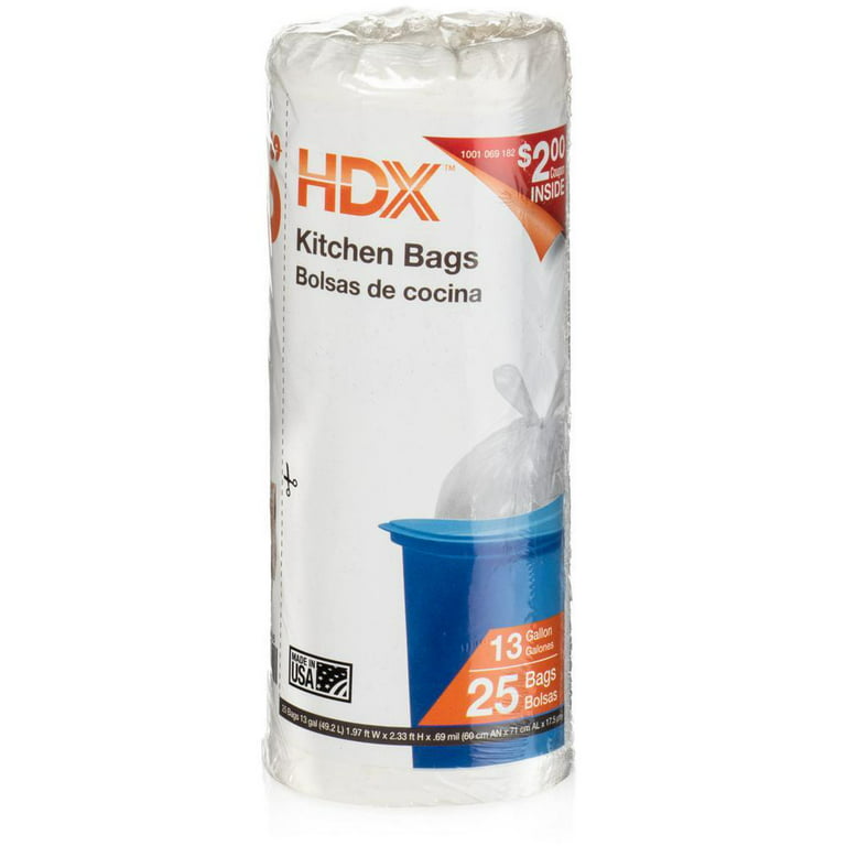 HDX 13 Gallon Flap Tie Kitchen Trash Bags (25-Count) HD13WC025W - The Home  Depot