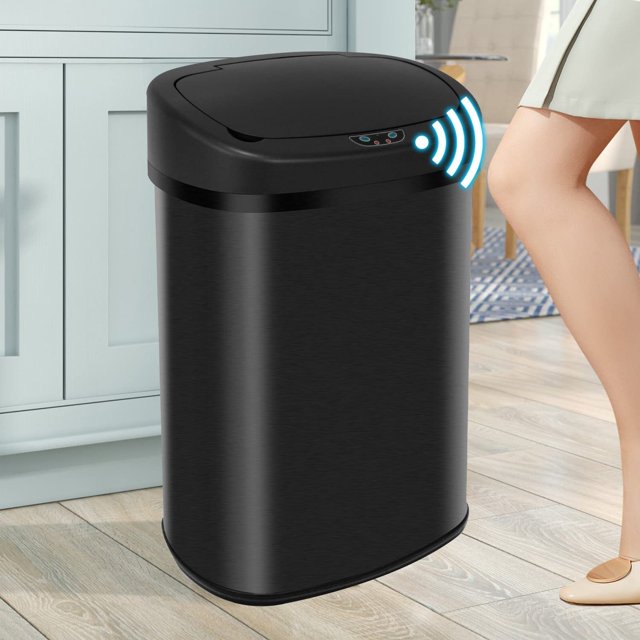 13Gallon Kitchen Trash Can 50L Stainless Steel Garbage Can Tall Automatic Trash Bin Touchfree