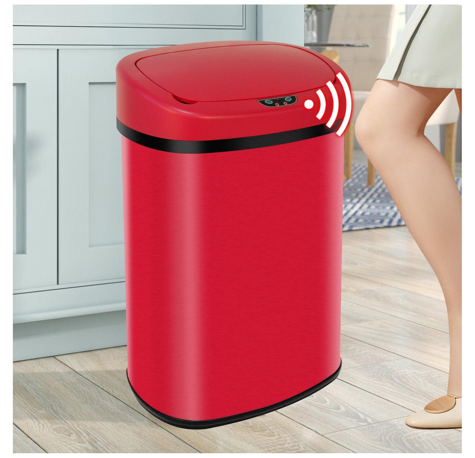 13Gallon Kitchen Trash Can 50L Stainless Steel Garbage Can Tall