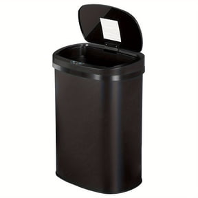 13-Gallon Kitchen Trash Can Black Stainless Steel Garbage Can Automatic Touch Free Garbage Bin Motion Sensor Trash Can with Lid Metal Waste Bin for Living Room, Kitchen, Bathroom, Office