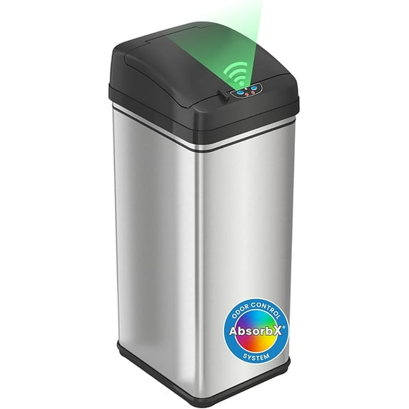 SensorCan 13 Gallon Kitchen Trash Can with Lid & Odor Filter – Motion Sensor Stainless Steel Garbage Bin for Home, Office, or Garage – Slim Oval Shape, Large Capacity Design-wpp