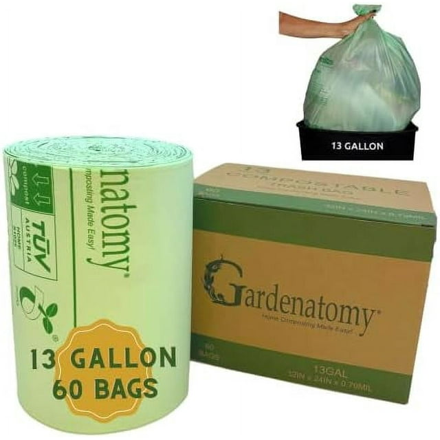 13 Gallon Large Biodegradable Trash Bags For Tall Kitchen Trash Cans
