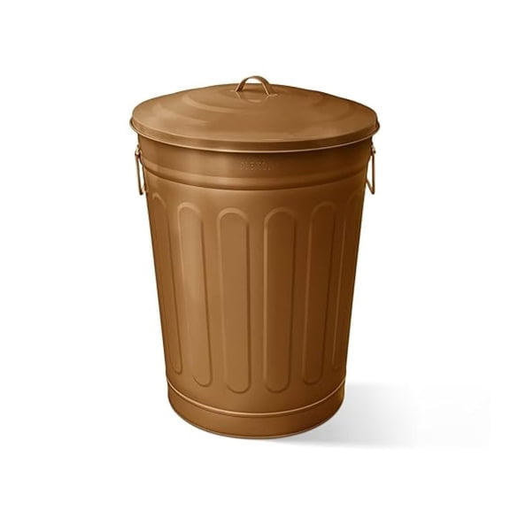 13 Gallon Metal Trash Can with Lid Outdoor Vintage Trash Can Steel Garbage Can for Kitchen Farmhouse Rustic Seed Storage Pet Food Cute Bucket, Copper