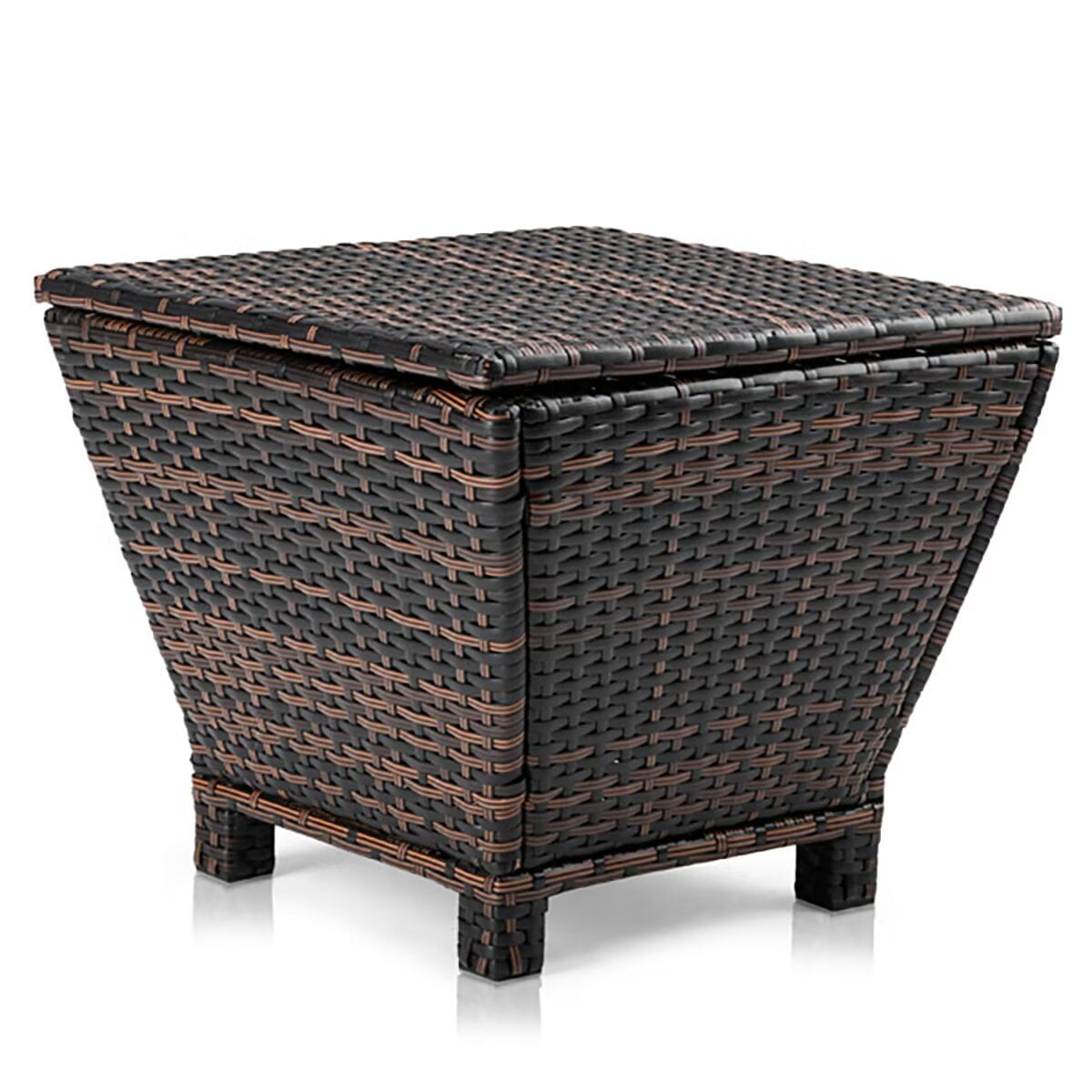 13 Gallon Outdoor Side Table Storage Basket, Woven Wicker Barrel Side Table Waterproof Patio