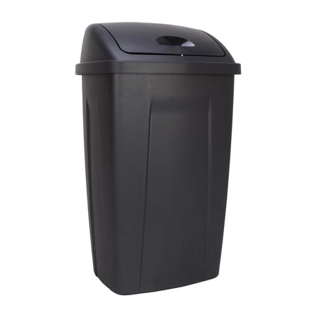 Alcxsopfd 13 Gallon Plastic Swing Top Kitchen Garbage Can - Removable Lid - Black