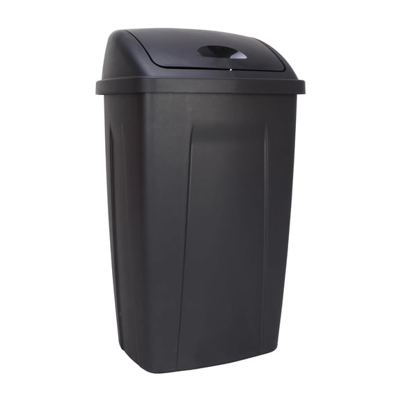Alcxsopfd 13 Gallon Plastic Swing Top Kitchen Garbage Can - Removable Lid - Black