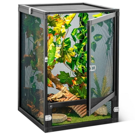 13 Gallon Quick-Assembly & Foldable Reptile Terrarium Kit，360° View & Ventilation for Snake Tanks, Lizard Cages, Chameleon Enclosures, Crested Gecko Tanks & Butterfly Cages