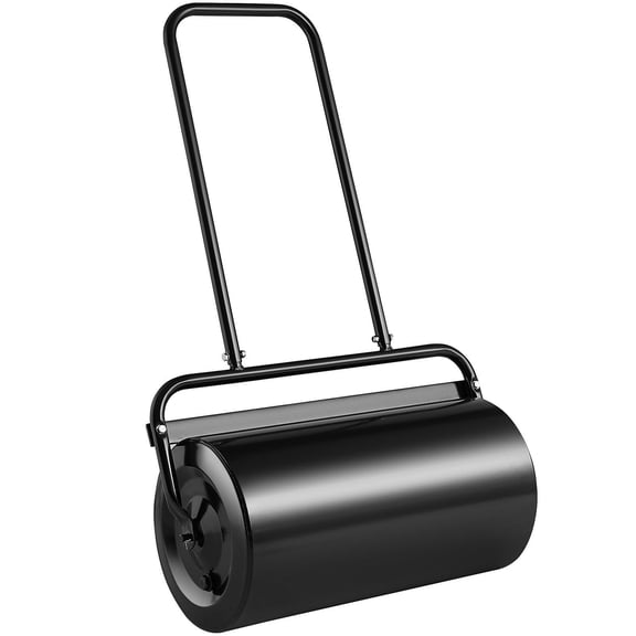 13 Gallon Sand Water Filled Steel Lawn Roller with Easy Turn Plug and U Shaped Ergonomic Handle for Lawn Garden Farm Park Black
