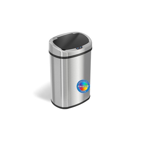 13 Gallon Stainless Steel Auto-Open Trash Can with Odor Filter - Slim Space-Saving Sensor Bin for Kitchen, Home & Office