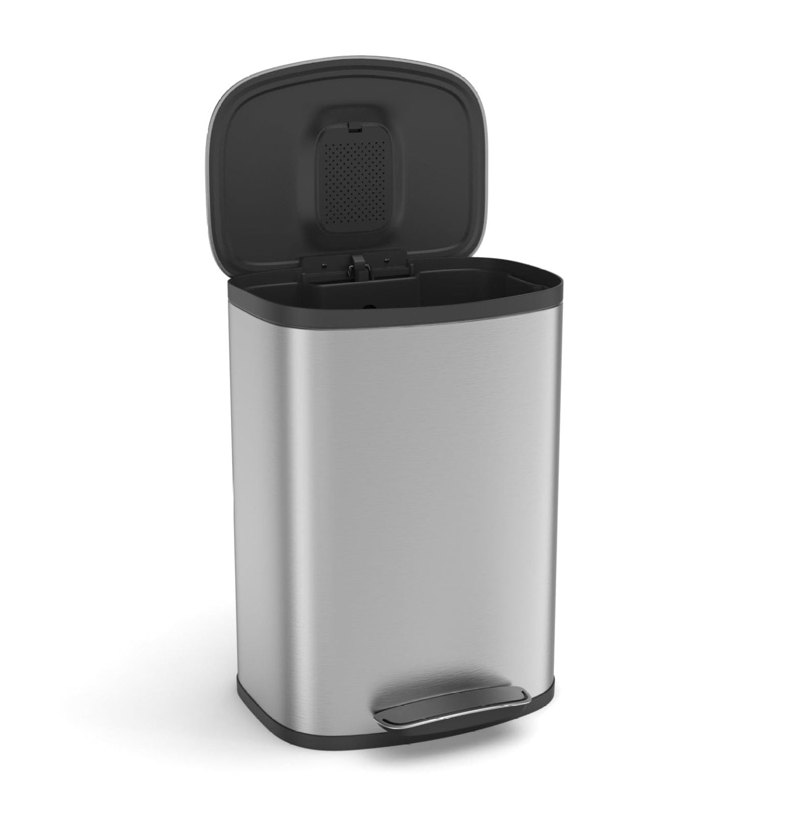 13 Gallon Stainless Steel Foot Pedal Large Trash Can with Soft Close