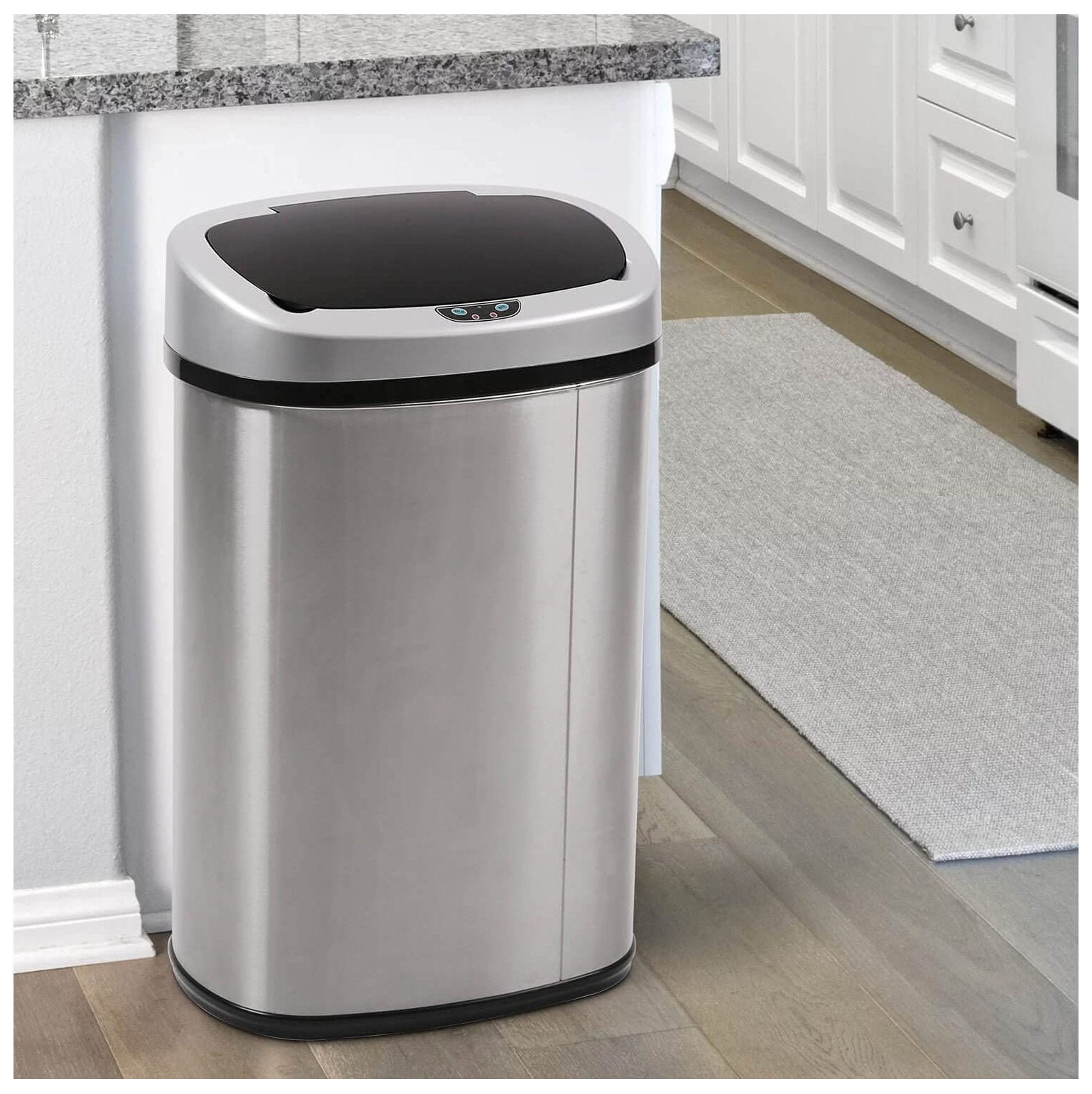 13 Gallon Stainless Steel Kitchen Trash Can with lid, Automatic Sensor