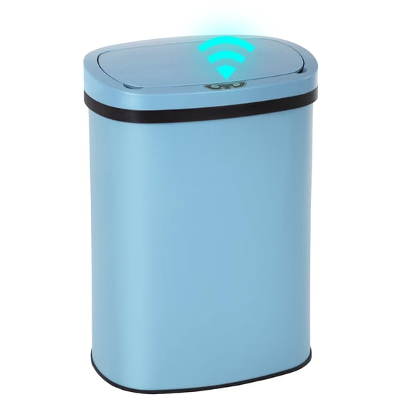 | 13 Gallon Stainless Steel Trash Can | Blue | Automatic Touchless Lid with Motion Sensor | Kitchen Garbage Can with Waterproof Design | for Home, Office, Bathroom | Pack of 1