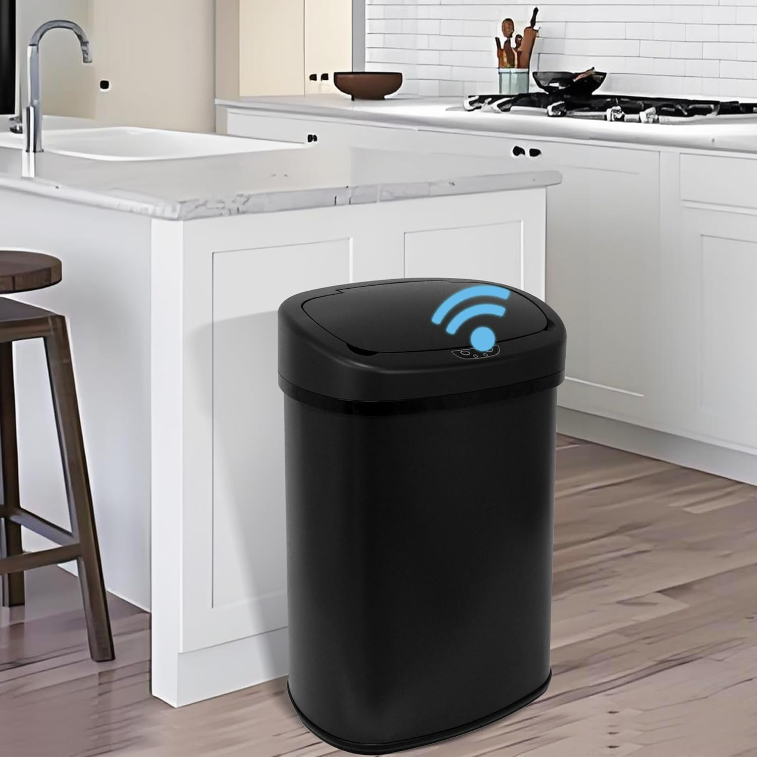 13 Gallon Stainless Steel Trash Can with Lid,Touch Free Automatic ...