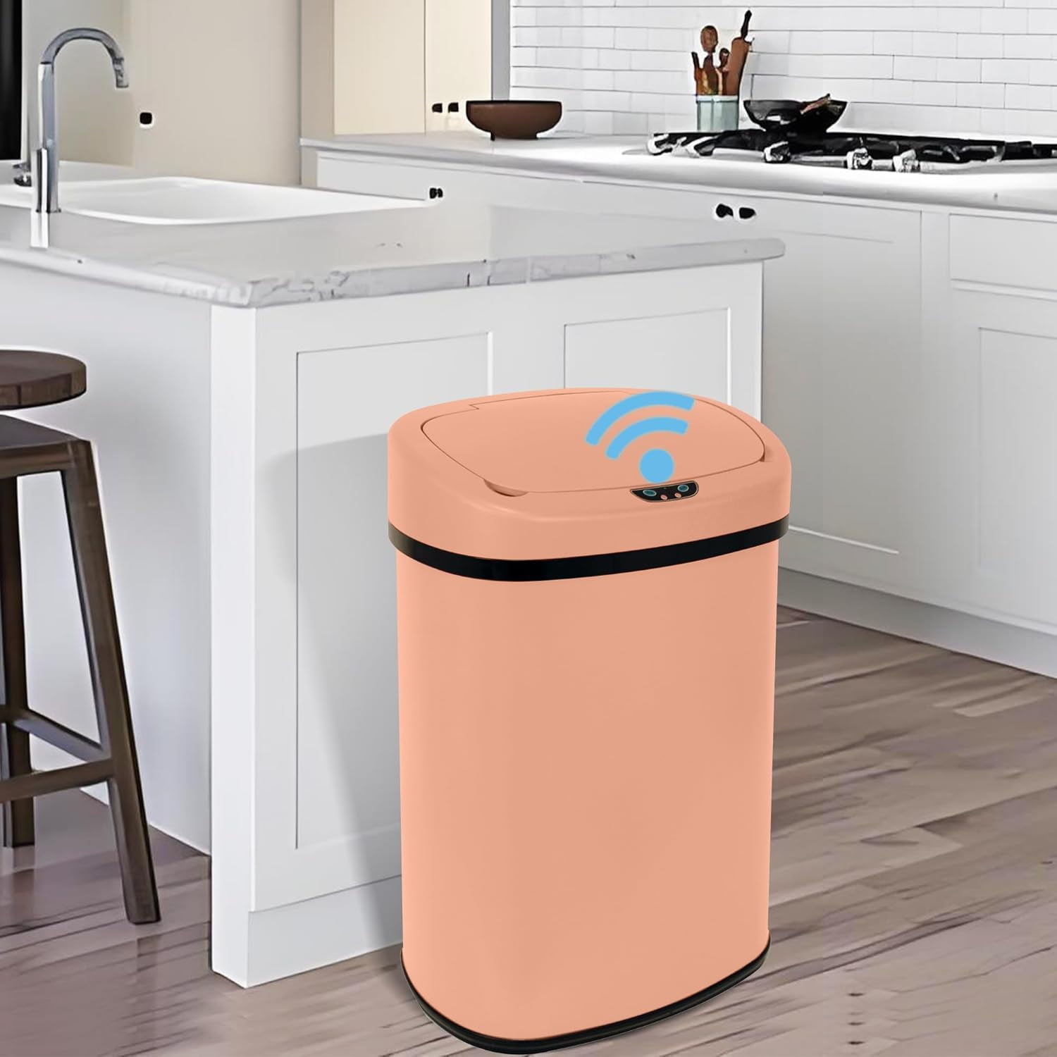 13 Gallon Automatic Motion Sensor Trash Can - Touch-Free Kitchen Garbage Bin With Lid, For Office Bathroom Bedroom (Blue)