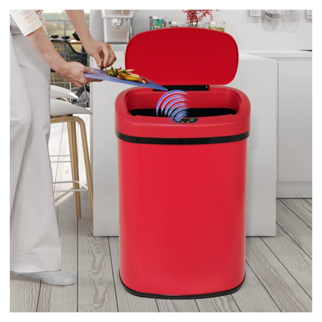 13 Gallon Stainless Steel Trash Can, Tall Kitchen Garbage Can with Lid