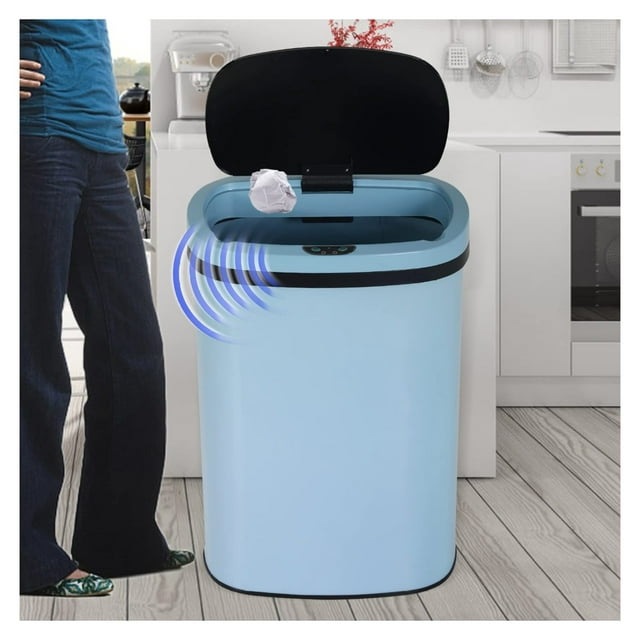 13 Gallon Stainless Steel Trash Can, Tall Kitchen Garbage Can with Lid