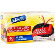 13 Gallon Strong Large Drawstring Trash Bags Black Can Liners Kitchen Garbage Bags Multipurpose Home Lawn Bags - 40 Count