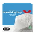 thumbnail image 1 of 13 Gallon Tall Kitchen Drawstring Trash Bags,  Tear Resistant, 10% Post Consumer Recycled, 90 Count, White, 1 of 5