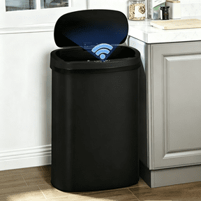 13 Gallon Automatic Sensor Kitchen Trash Can | 49L High-Capacity, Waterproof for Office, Bathroom & Bedroom | Black (1-Pack)