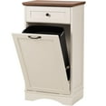 13 Gallon Tilt Out Trash with Drawer Wood Hidden Kitchen
