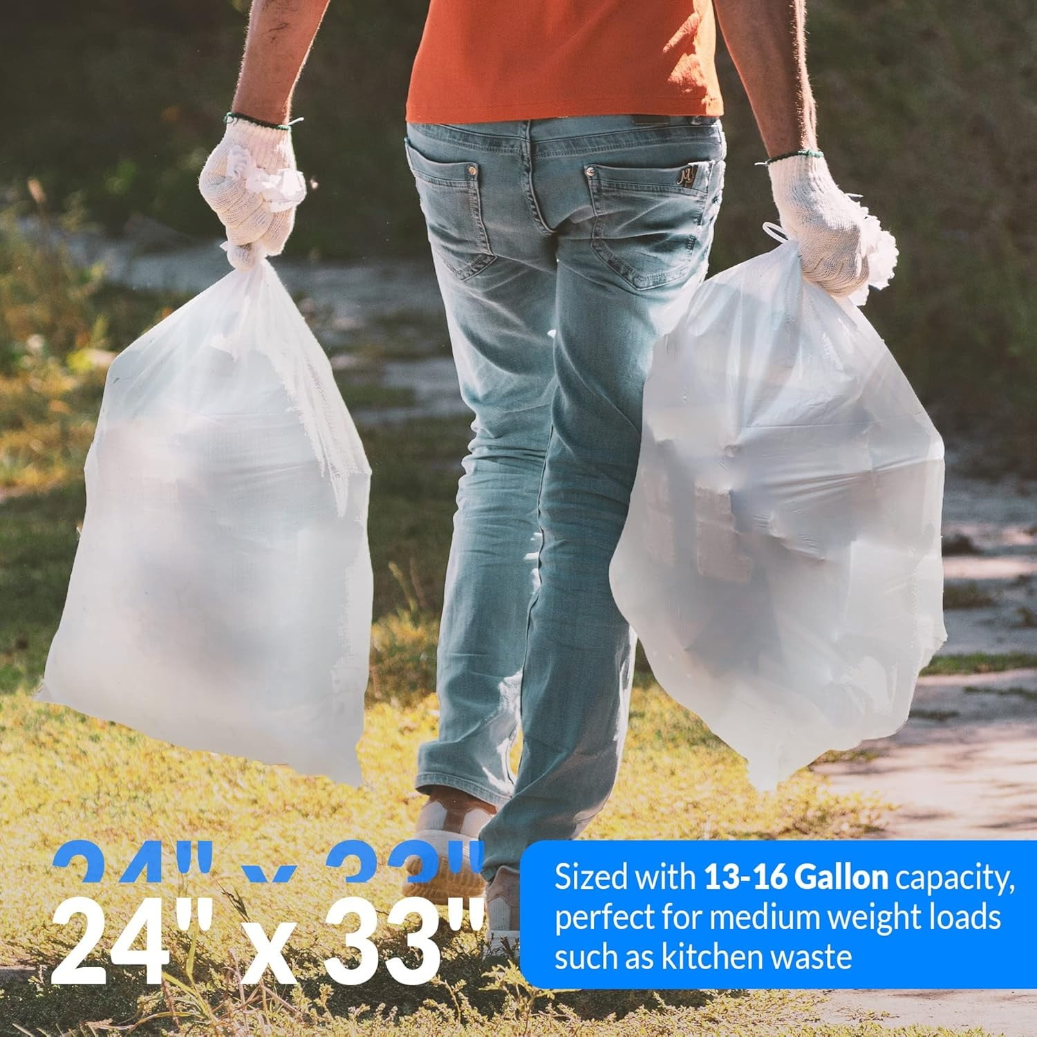 13 Gallon Trash Bags | 1000 Count Bulk | Tall Kitchen | Can Liners | Clear Multi-Use Garbage Bags