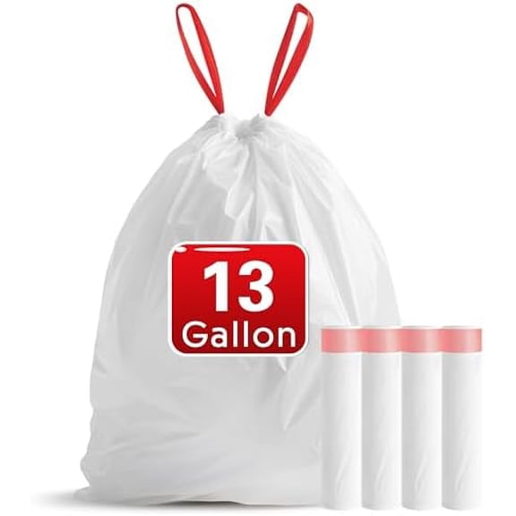 13 Gallon Trash Bags Drawstring, 20 Count Garbage Bags 13 Gallon Tall Kitchen,Heavy Duty Trash Bags for Bathroom, Outdoor, Waste Basket and Car, Unscented White Bathroom Garbage bag
