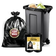 13 Gallon Trash Bags Heavy Duty - (120 Pack) - 24”x 33”- Black Garbage Can Liners for Kitchen, Lawn and Leaf, Outdoor, Storage, Commercial