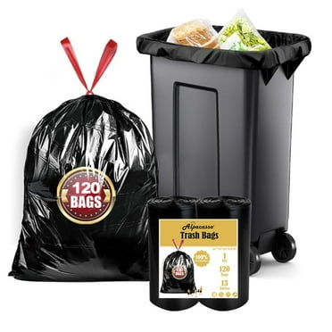13 Gallon Trash Bags Heavy Duty - (120 Pack) - 24”x 33”- Black Garbage Can Liners for Kitchen, Lawn and Leaf, Outdoor, Storage