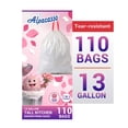 thumbnail image 1 of 13 Gallon Trash Bags Rose Scented (110 Count), Tall Kitchen Drawstring Garbage Bags ,Ultra-Flexible, Leak and Odor-Resistant High Density  Garbage Bags (White), 1 of 7