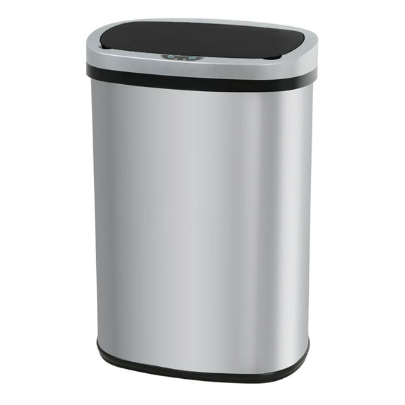 13 Gallon Trash Can Automatic Kitchen Garbage Can with Lid Touchless Sensor Waste Bin Slim No Touch Stainless Steel Trash Can for Home, Living Room, Bedroom, Office, 50 Liter- Silver