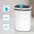 thumbnail image 1 of 13 Gallon Trash Can Automatic Kitchen Garbage Can with Lid Touchless Sensor Waste Bin Slim No Touch Stainless Steel Trash Can for Home, Living Room, Bedroom, Office （White）, 1 of 9